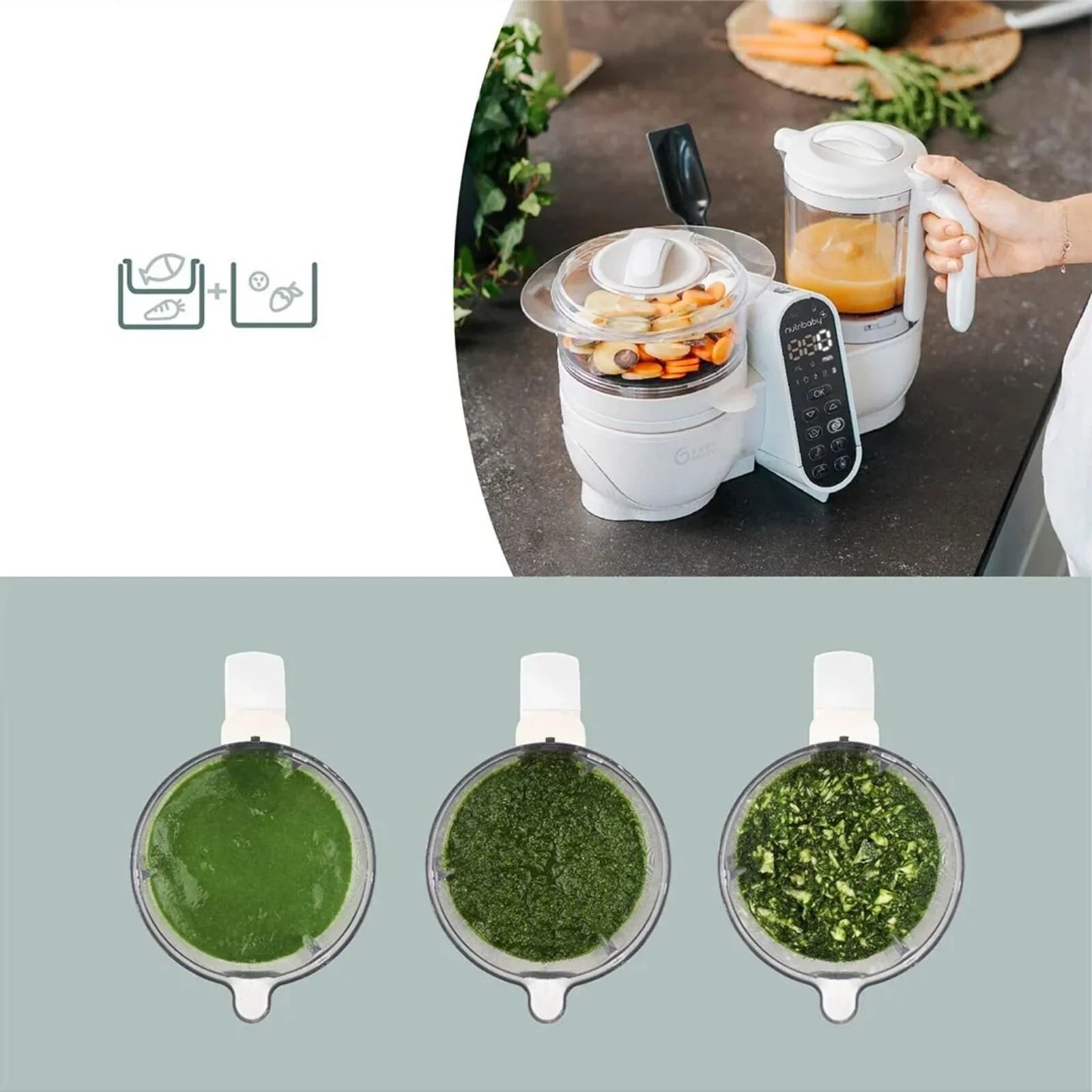 Babymoov Nutribaby (+) 6 - in - 1 Baby Food Maker - Mineral - Baby&More