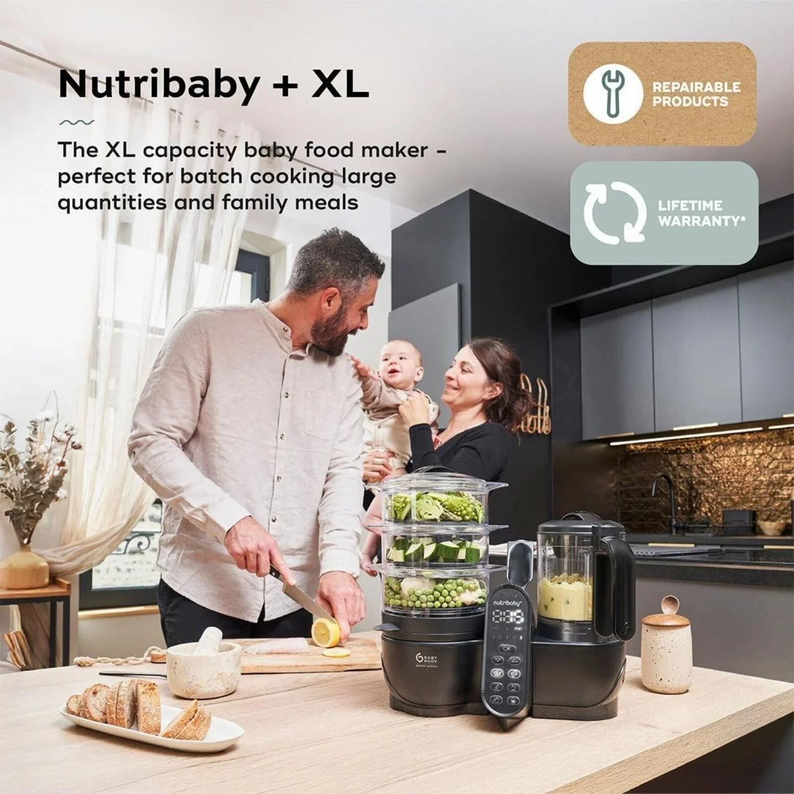Babymoov Nutribaby (+) XL 6 - in - 1 Baby Food Maker - Black Edition - Baby&More