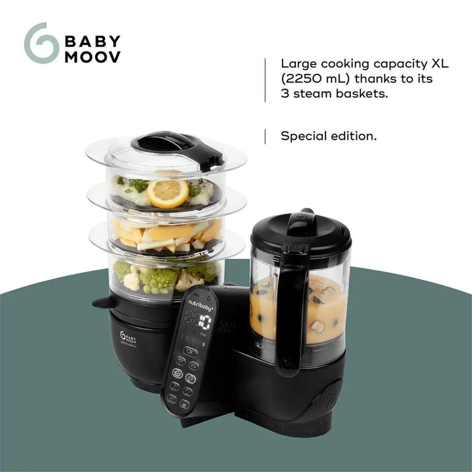 Babymoov Nutribaby (+) XL 6 - in - 1 Baby Food Maker - Black Edition - Baby&More