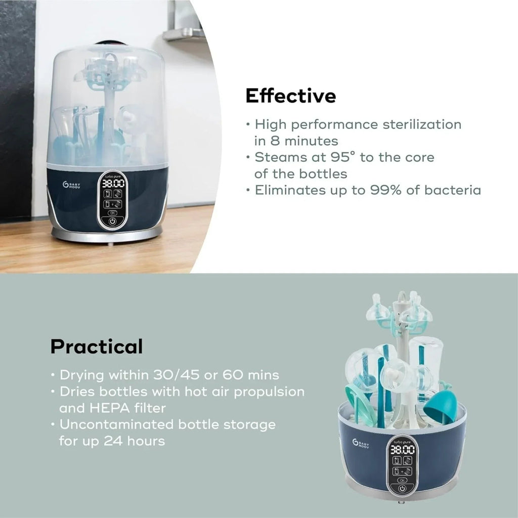 Babymoov Turbo Pure 3 - in - 1 Steriliser & Dryer & Purified Bottle Storage - Baby&More