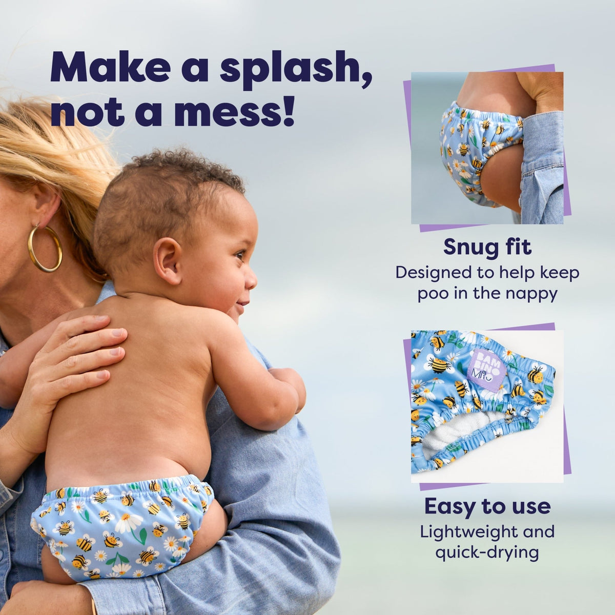 Bambino Mio Reusable Swim Nappy - Busy Bees - Baby&More