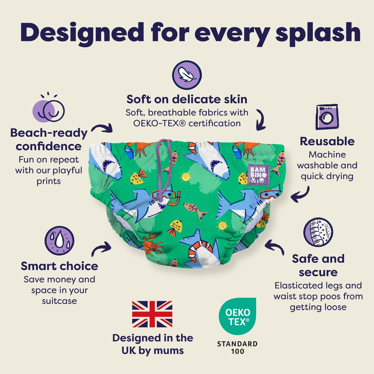 Bambino Mio Reusable Swim Nappy - Finn - Baby&More