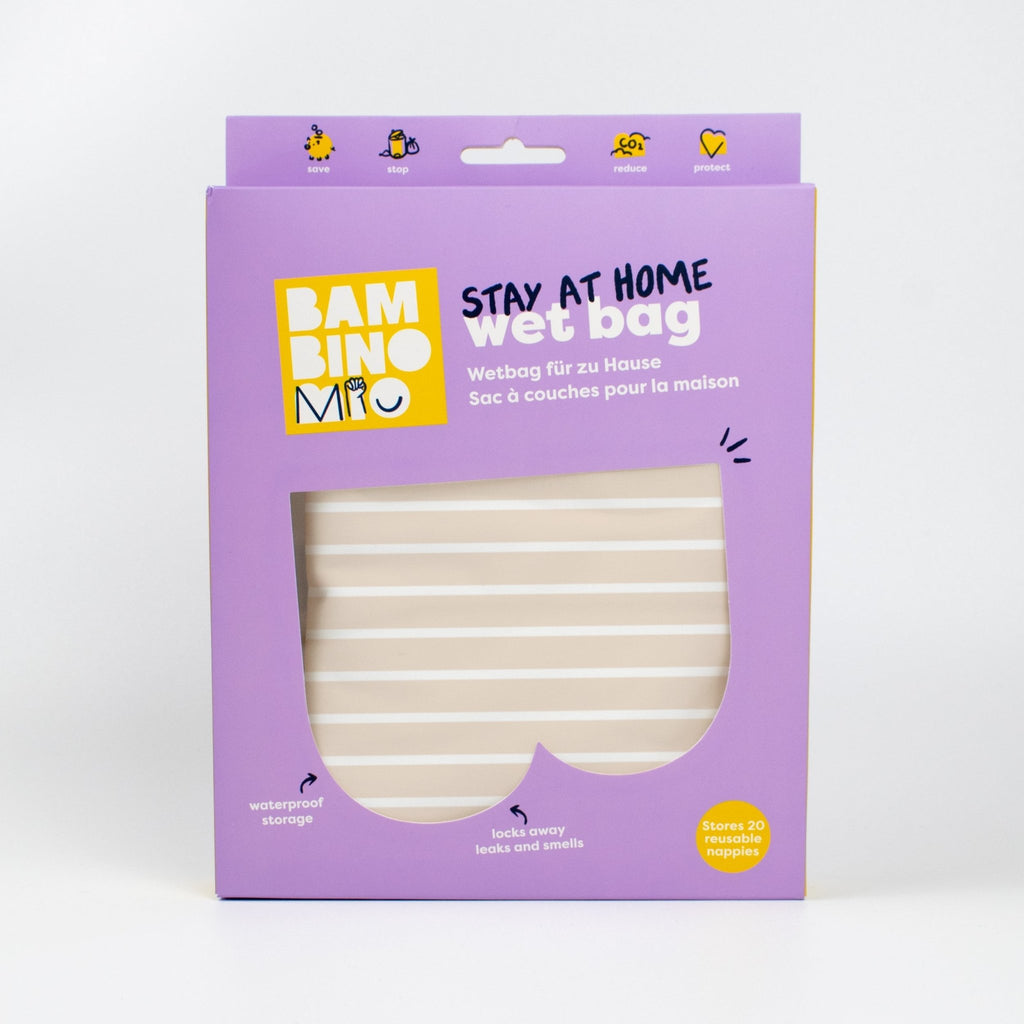 Bambino Mio Stay-At-Home Waterproof Wet Nappy Bag - Neutral Stripe - Baby&More
