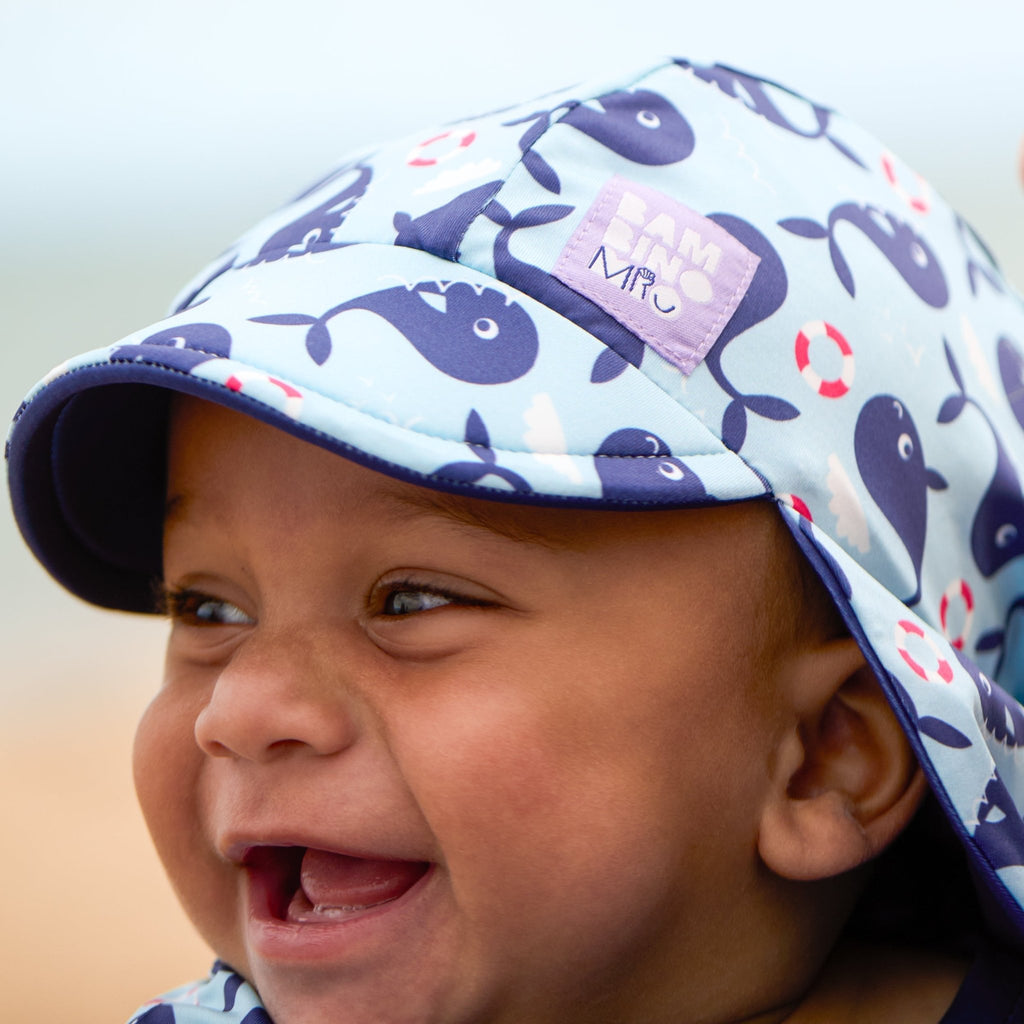 Bambino Mio UPF 40+ Reversible Swim Hat for Babies and Toddlers - Blue Whale - Baby&More