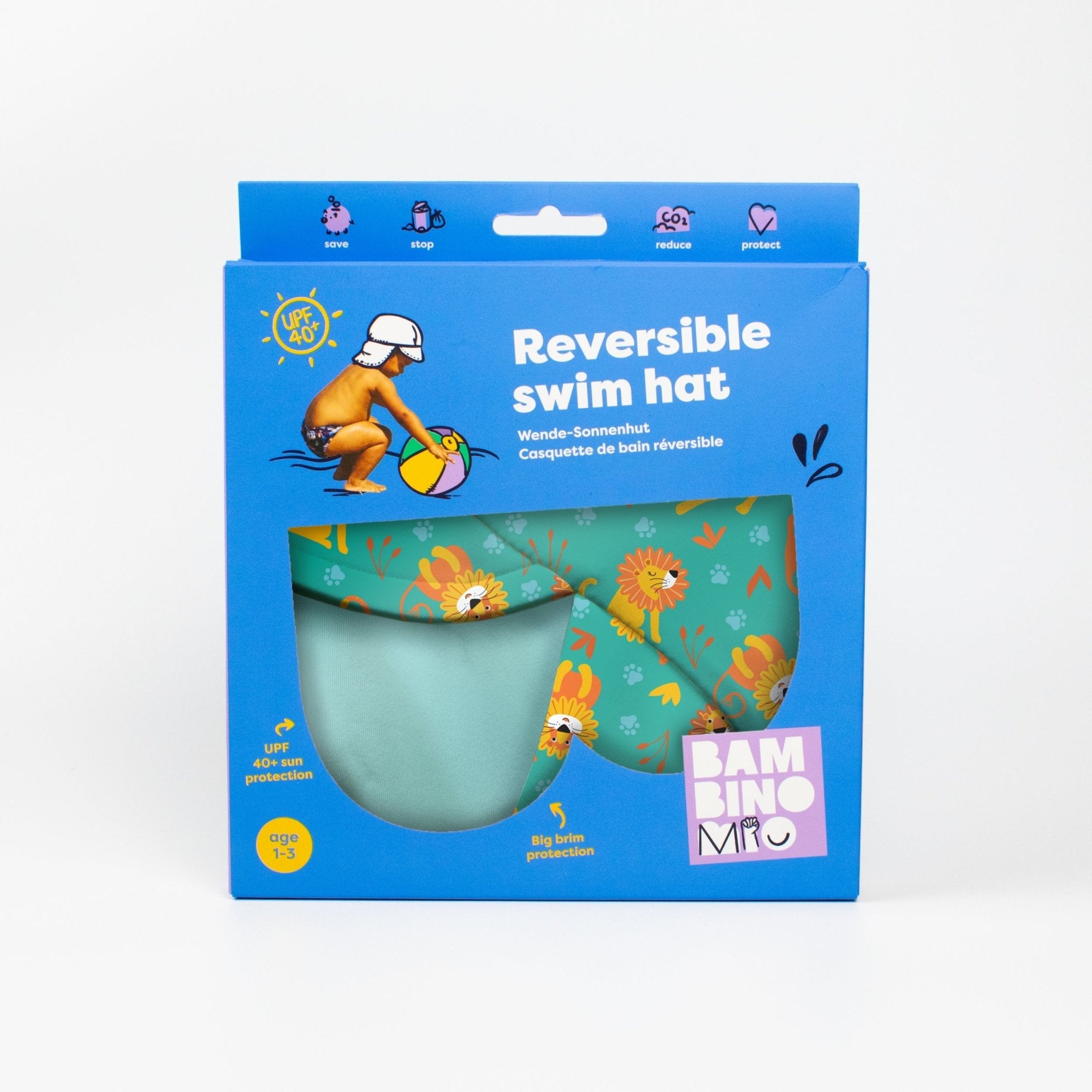 Bambino Mio UPF 40+ Reversible Swim Hat for Babies and Toddlers - Cool Cats - Baby&More