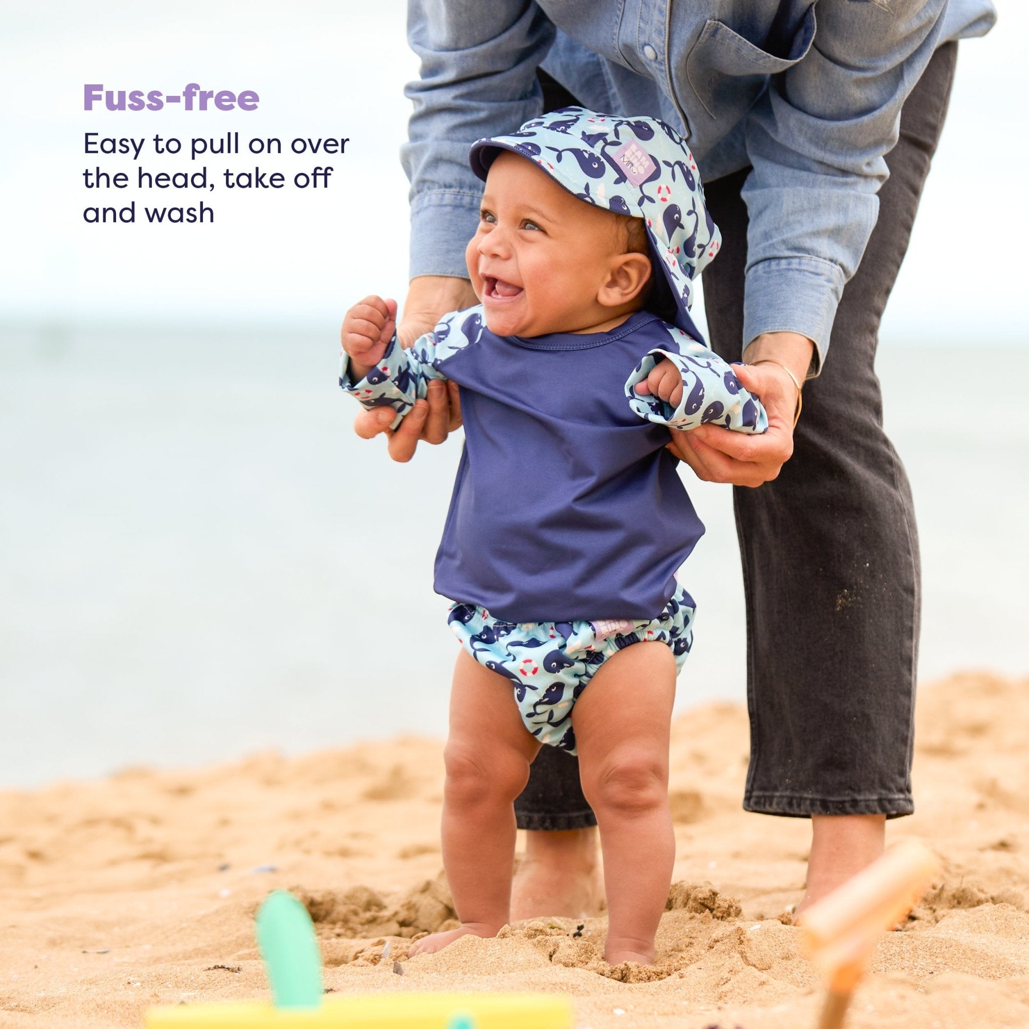 Bambino Mio UPF 40+ Soft and Gentle Protective Swim Rash Vest - Blue Whale - Baby&More