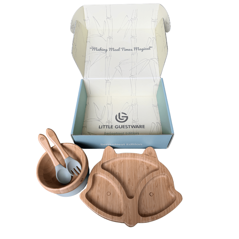 Bamboo Feeding Set - Plate, Bowl, Spoon & Fork Gift Set - Fox - Baby&More