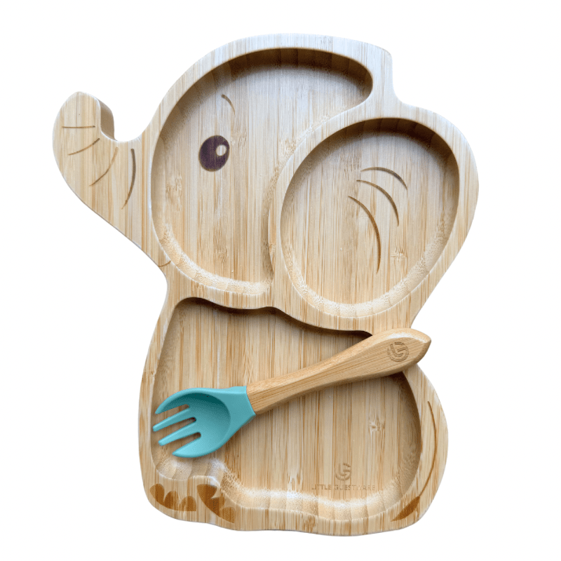 Bamboo Plate & Fork - Elephant - Baby&More