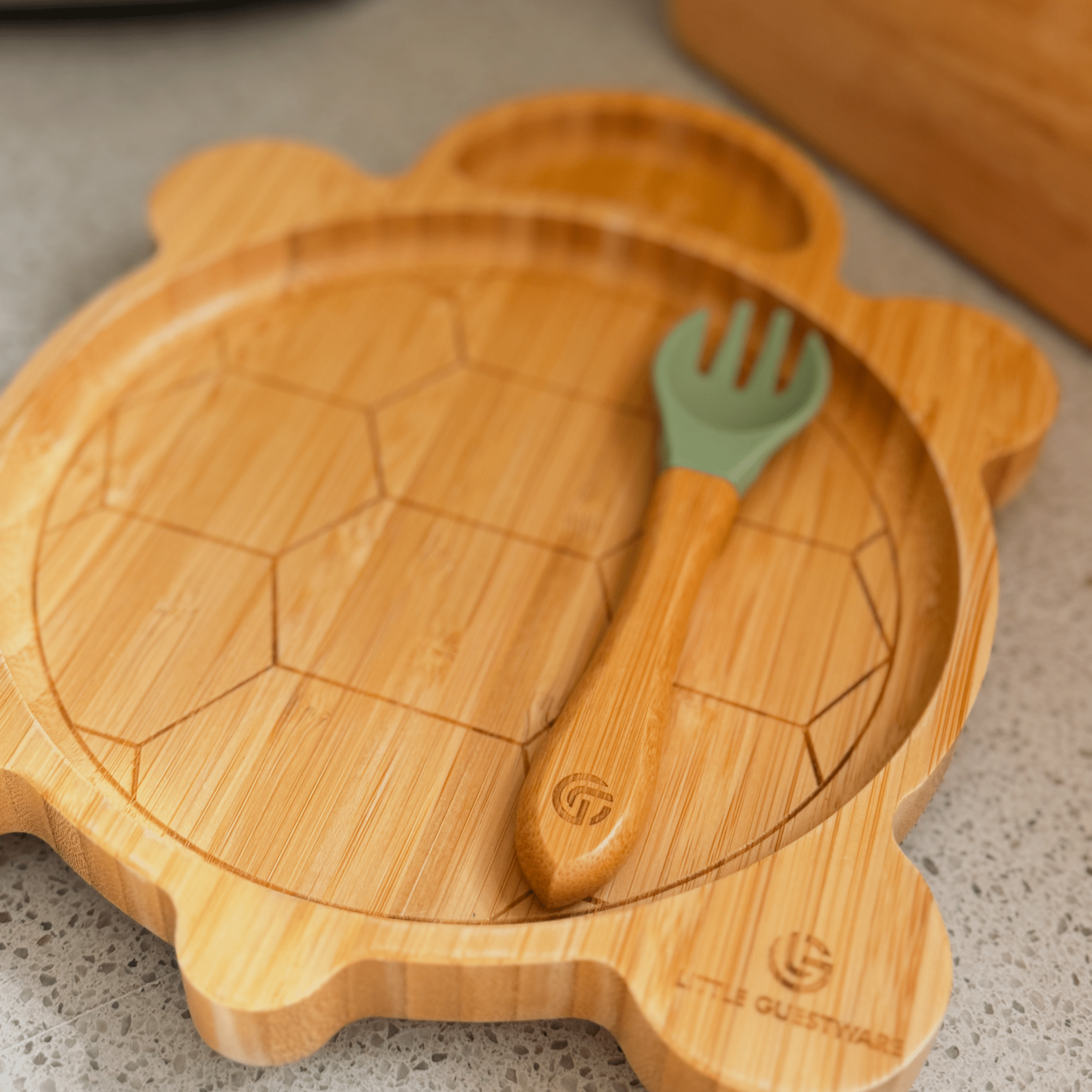 Bamboo Plate & Fork - Turtle - Baby&More