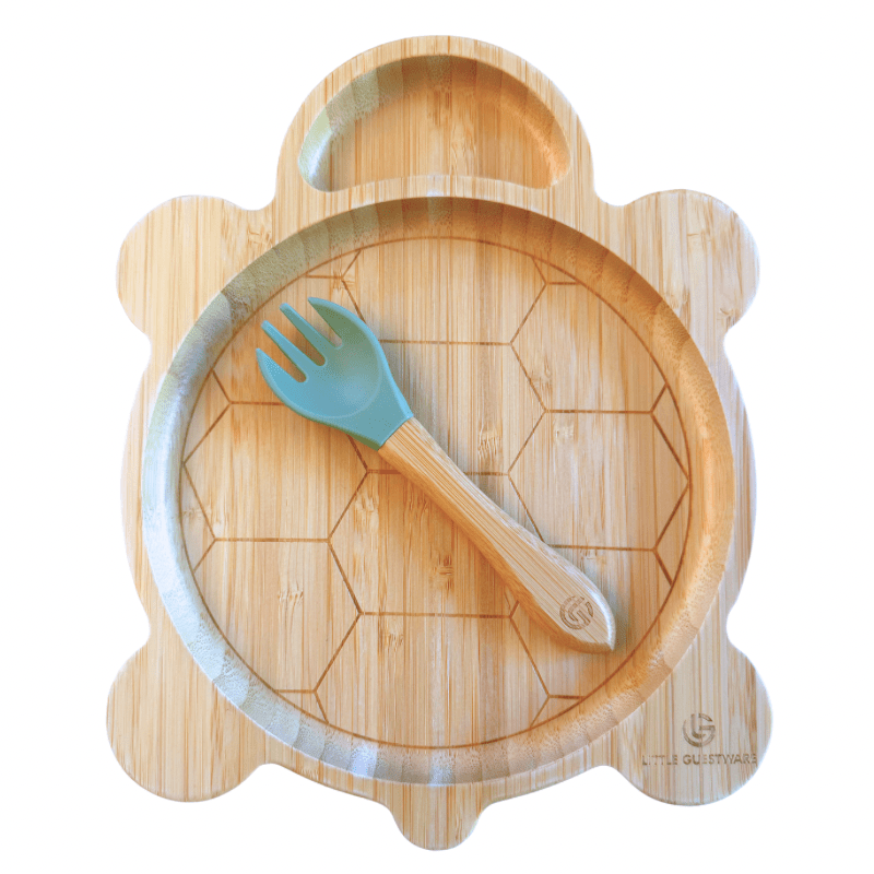 Bamboo Plate & Fork - Turtle - Baby&More