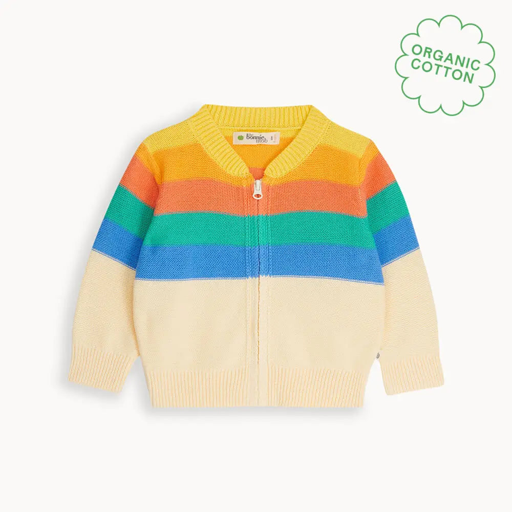 The bonniemob Rainbow Stripe Organic Cotton Baby & Kids Cardigan