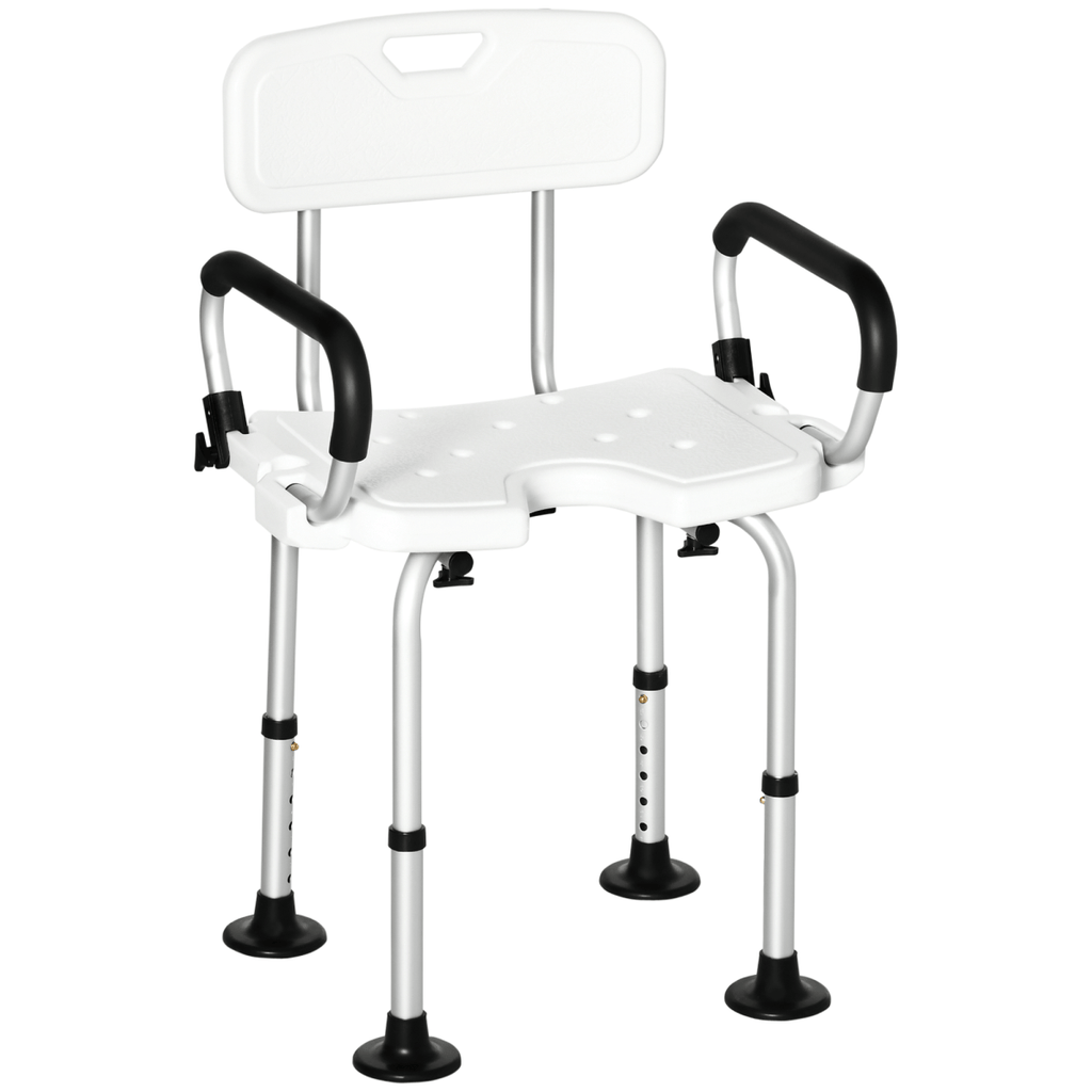 Bath / Shower Chair with Backrest & Armrests, Adjustable Height - Aluminium. Max 136kg - Baby&More