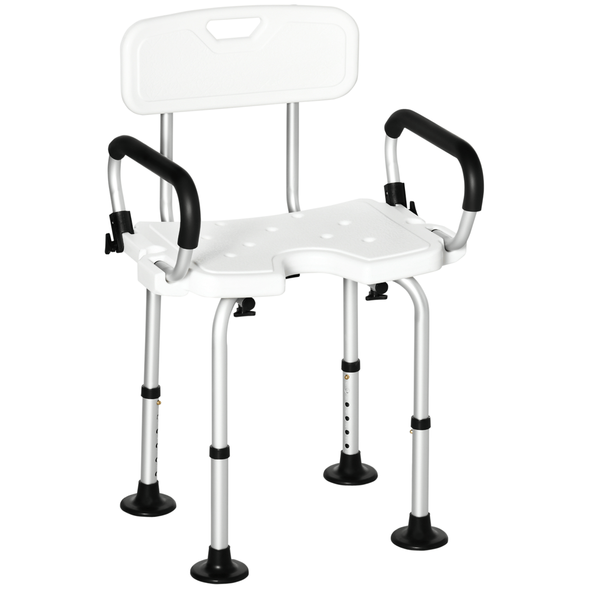 Bath / Shower Chair with Backrest & Armrests, Adjustable Height - Aluminium. Max 136kg - Baby&More