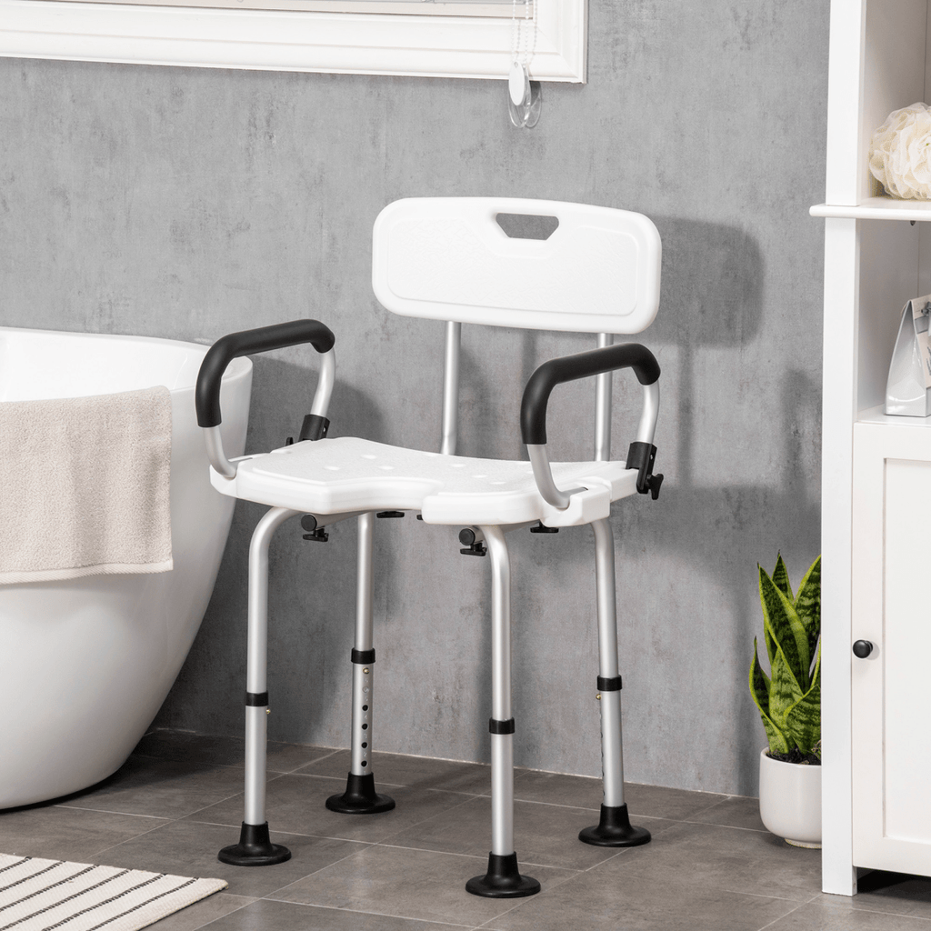 Bath / Shower Chair with Backrest & Armrests, Adjustable Height - Aluminium. Max 136kg - Baby&More