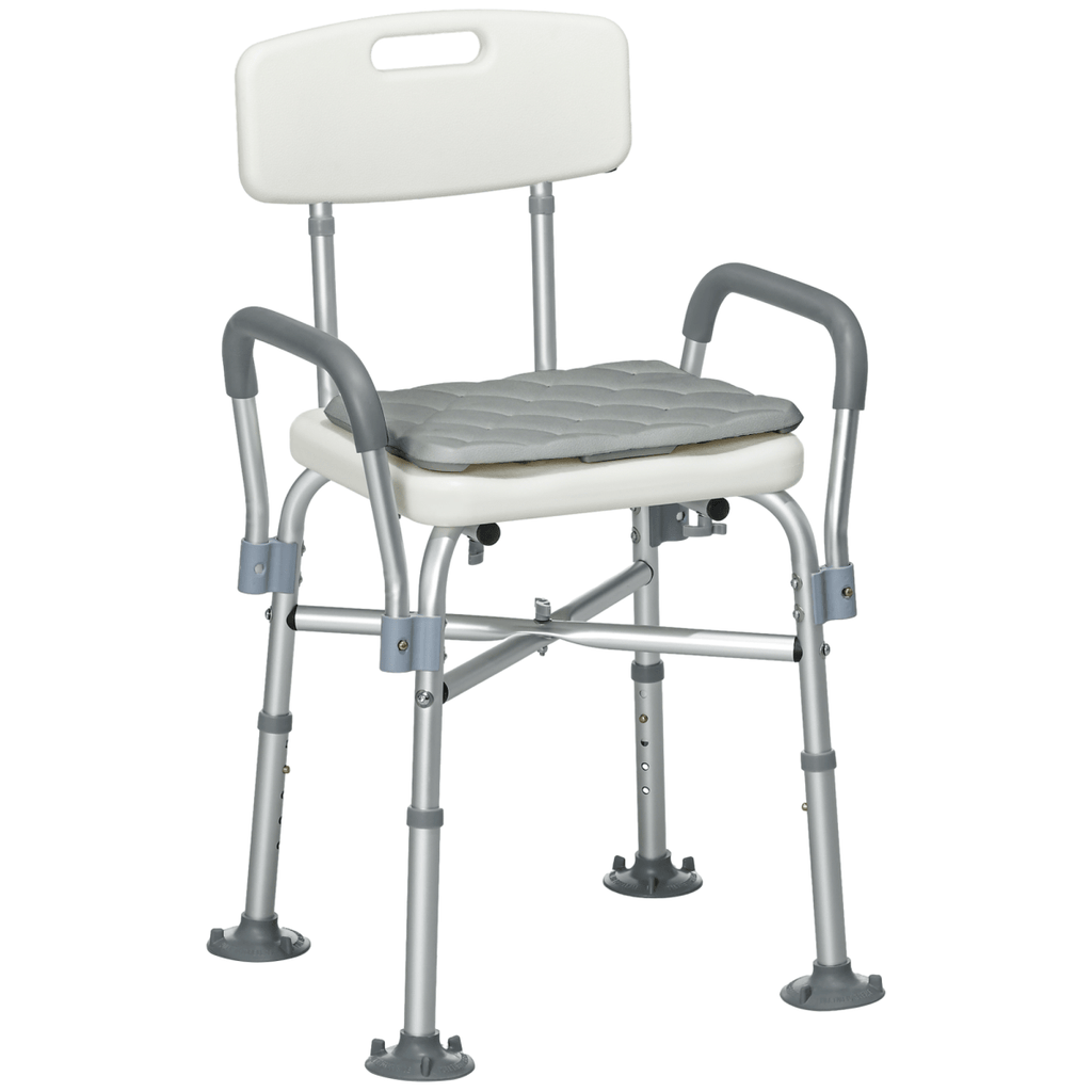 Bath / Shower Chair with Backrest & Armrests, Adjustable Height - Aluminium, Max 180kg - Baby&More