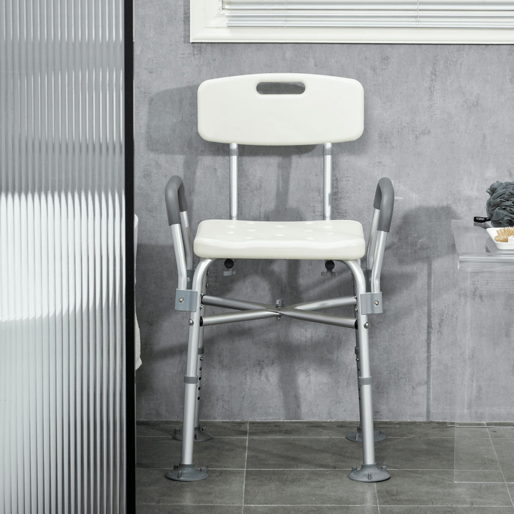 Bath / Shower Chair with Backrest & Armrests, Adjustable Height - Aluminium, Max 180kg - Baby&More