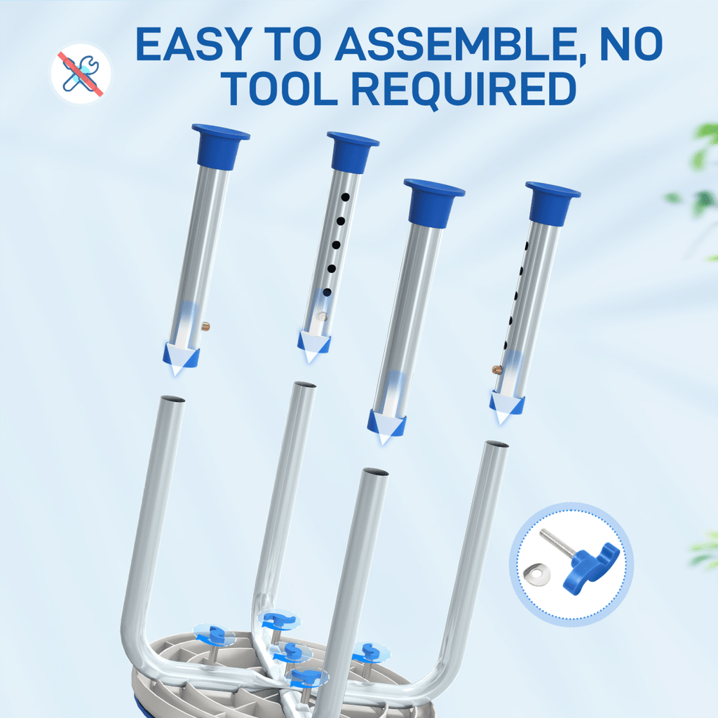 Bath / Shower Stool, Adjustable Height, 360 Degree Swivel - Grey / Blue - Max 135kg - Baby&More