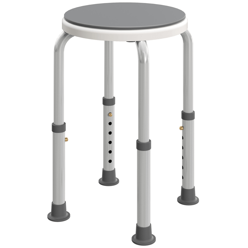 Bath / Shower Stool, Adjustable Height, 360 Degree Swivel - Grey / Blue - Max 135kg - Baby&More
