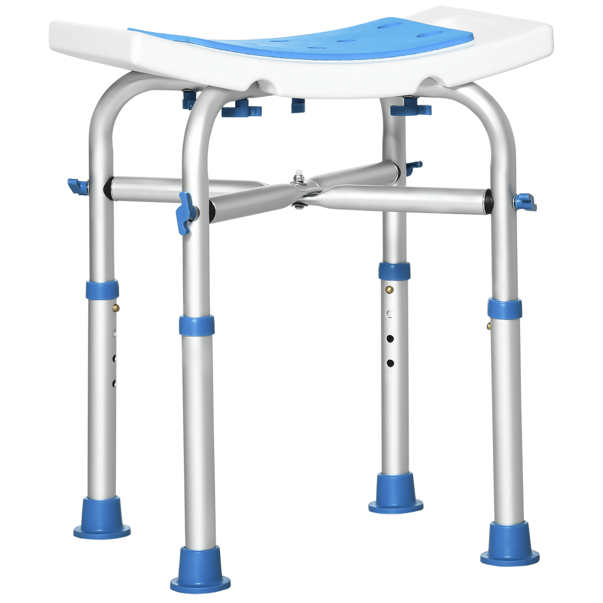 Bath / Shower Stool, Adjustable Height - White & Blue - Max 150kg - Baby&More