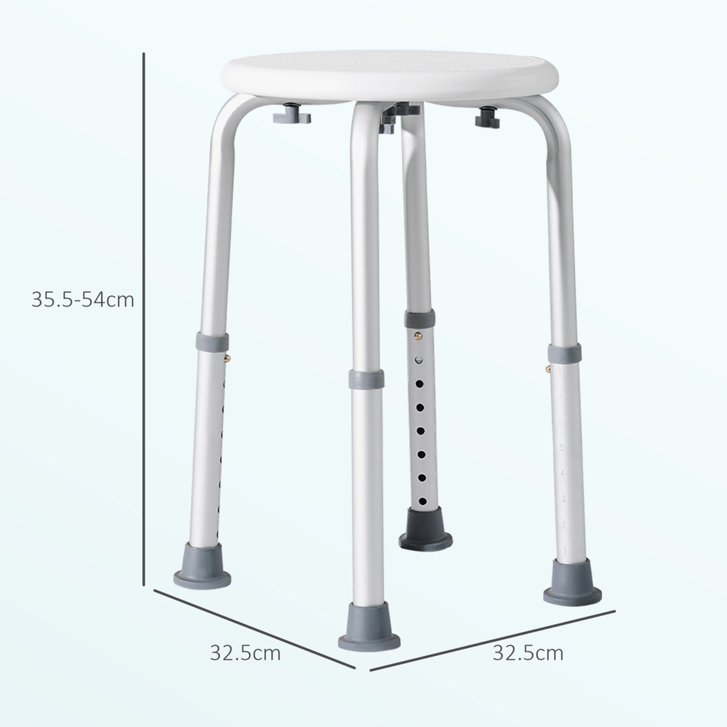 Bath / Shower Stool, Adjustable Height - White - Max 136kg - Baby&More
