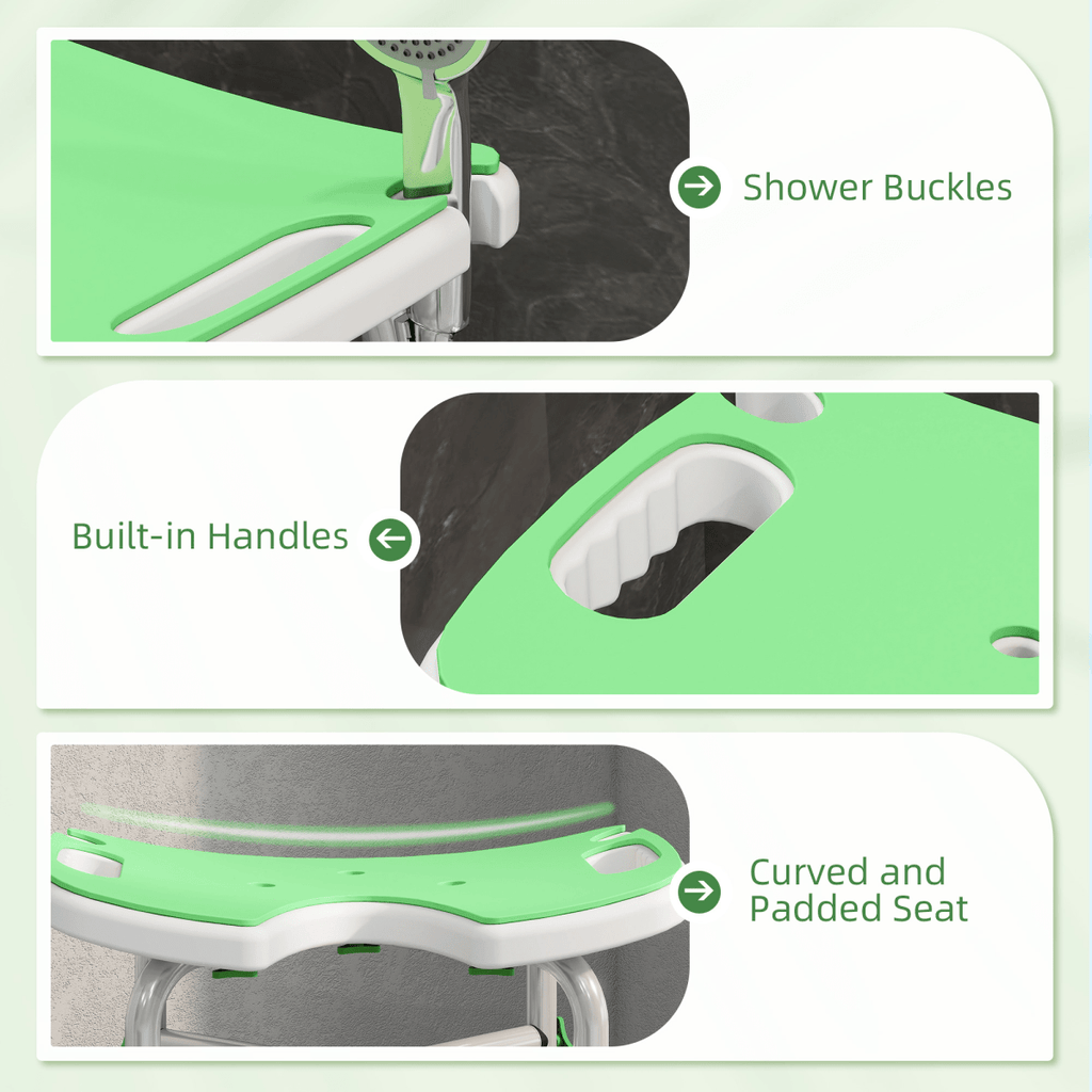 Bath / Shower Stool & Grab Handle, Adjustable Height - Green - Max 150kg - Baby&More