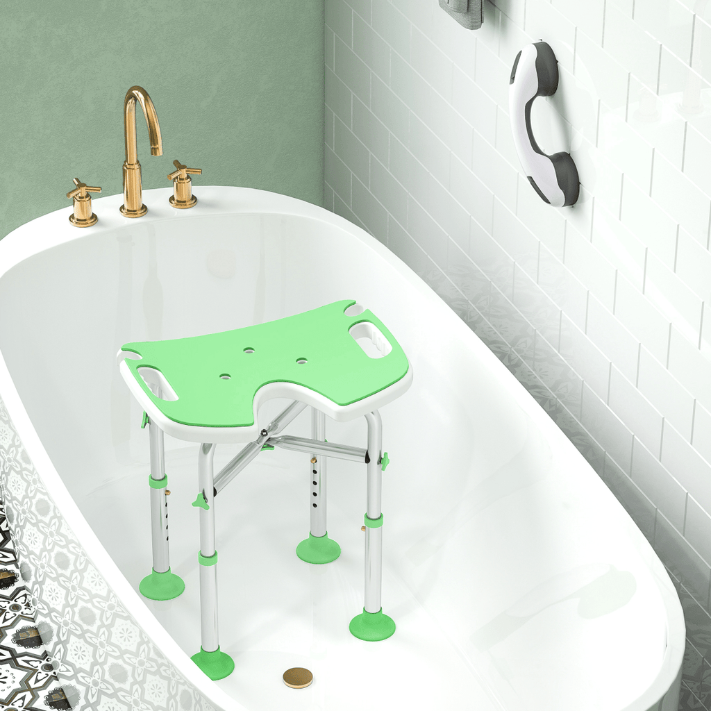 Bath / Shower Stool & Grab Handle, Adjustable Height - Green - Max 150kg - Baby&More