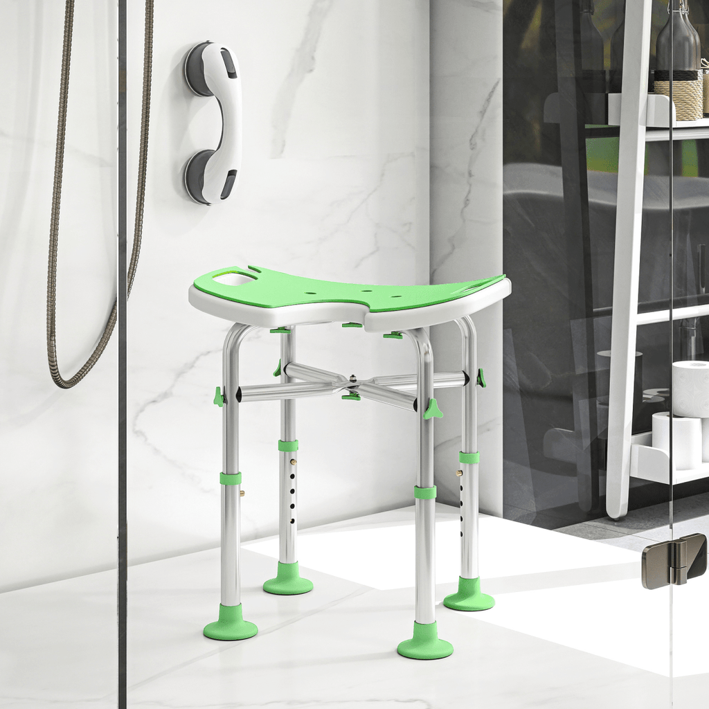 Bath / Shower Stool & Grab Handle, Adjustable Height - Green - Max 150kg - Baby&More