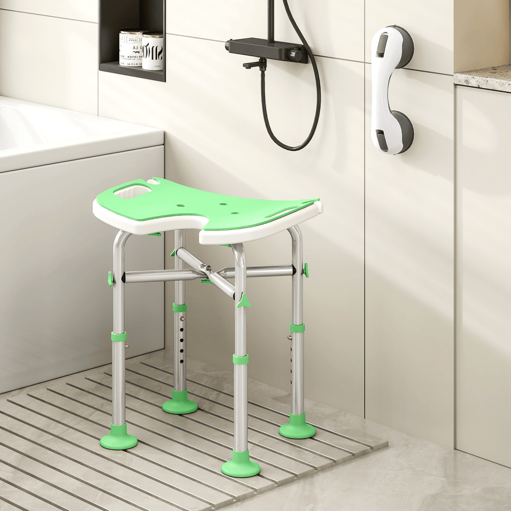 Bath / Shower Stool & Grab Handle, Adjustable Height - Green - Max 150kg - Baby&More