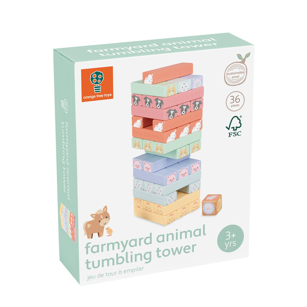 Orange Tree Toys - Farmyard Wooden Animal Tumbling Tower