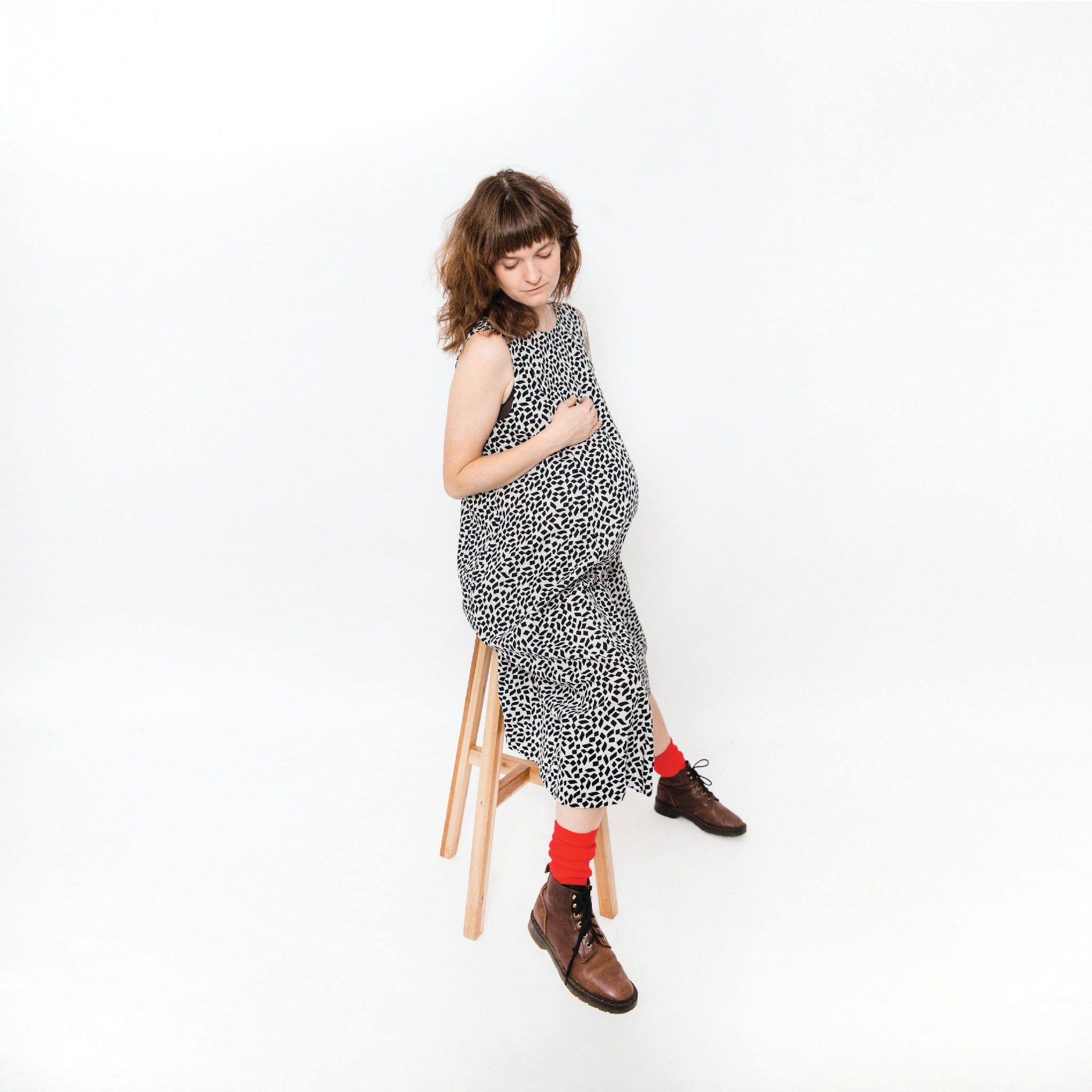 Journy Lucy Maternity / Breastfeeding Dress - Black + Ecru Print