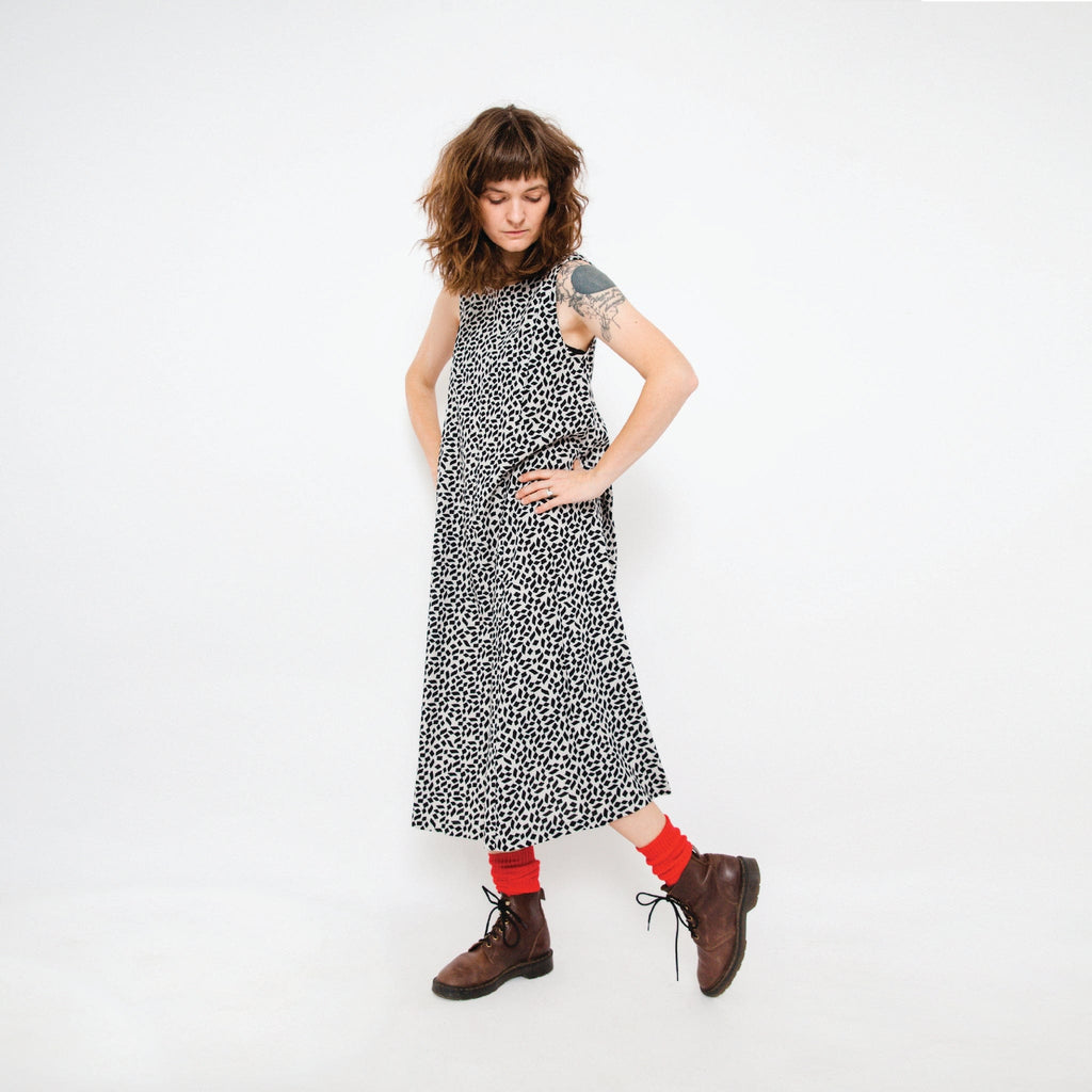 Journy Lucy Maternity / Breastfeeding Dress - Black + Ecru Print