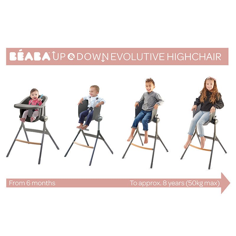 Béaba Up & Down Evolutive Highchair Dark Grey - Baby&More