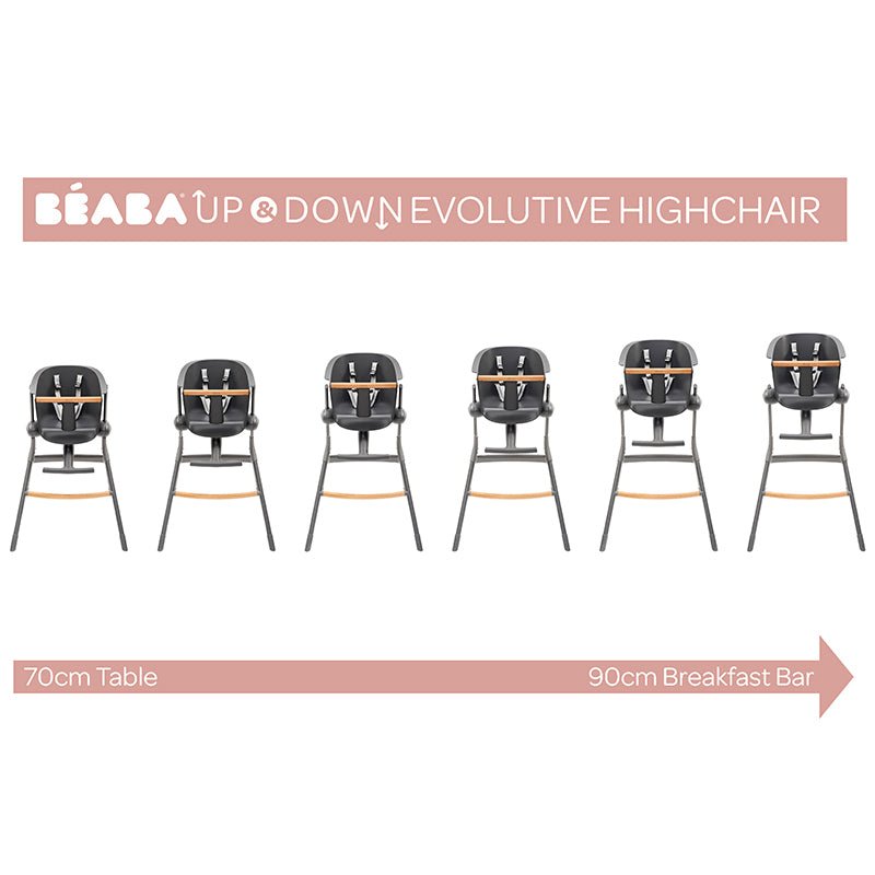 Béaba Up & Down Evolutive Highchair Dark Grey - Baby&More