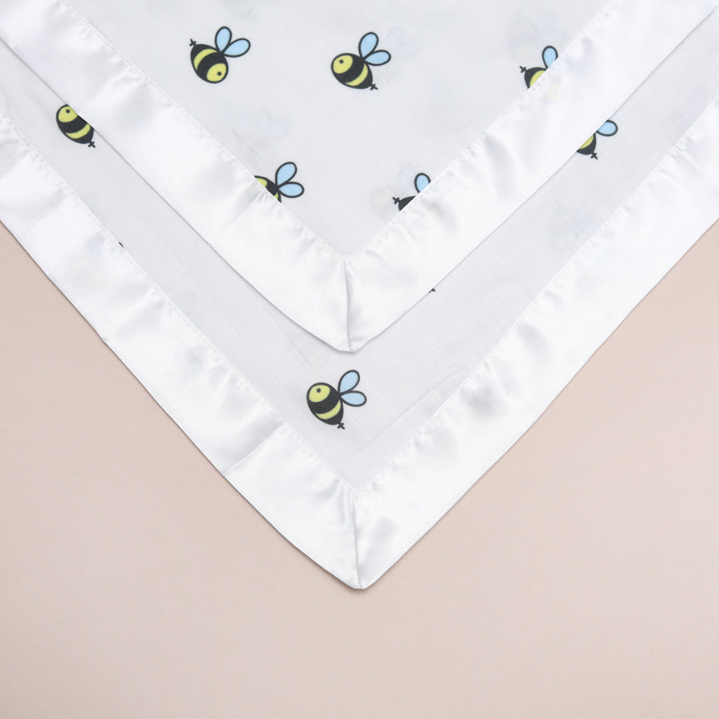 Bullabaloo Bee Comforter Blanket - White Satin - 2 Pack