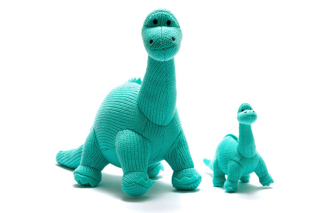 Best Years - Knitted Diplodocus Dinosaur Baby Rattle - Ice Blue - Baby&More