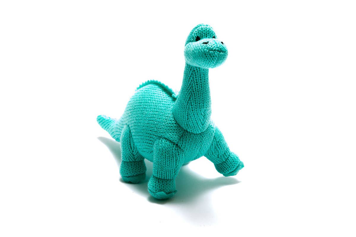 Best Years - Knitted Diplodocus Dinosaur Baby Rattle - Ice Blue - Baby&More