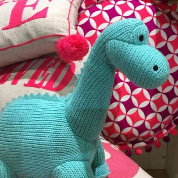 Best Years - Knitted Diplodocus Dinosaur Soft Toy - Ice Blue - Baby&More