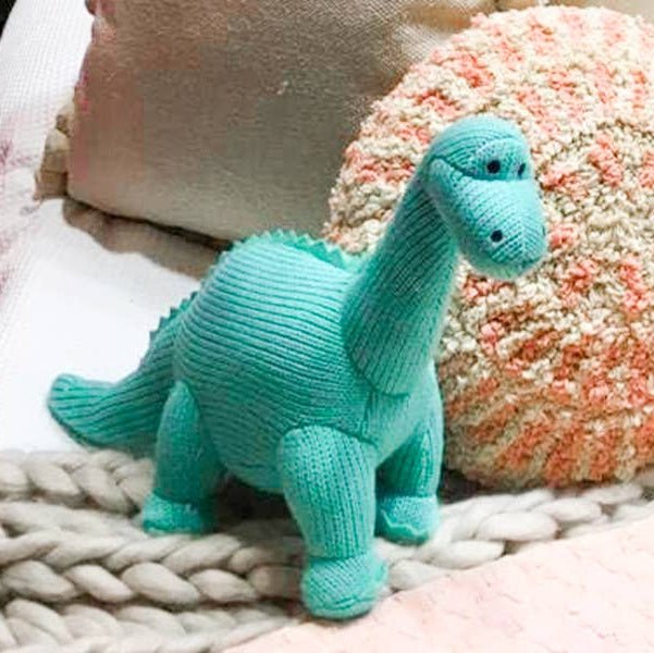 Best Years - Knitted Diplodocus Dinosaur Soft Toy - Ice Blue - Baby&More