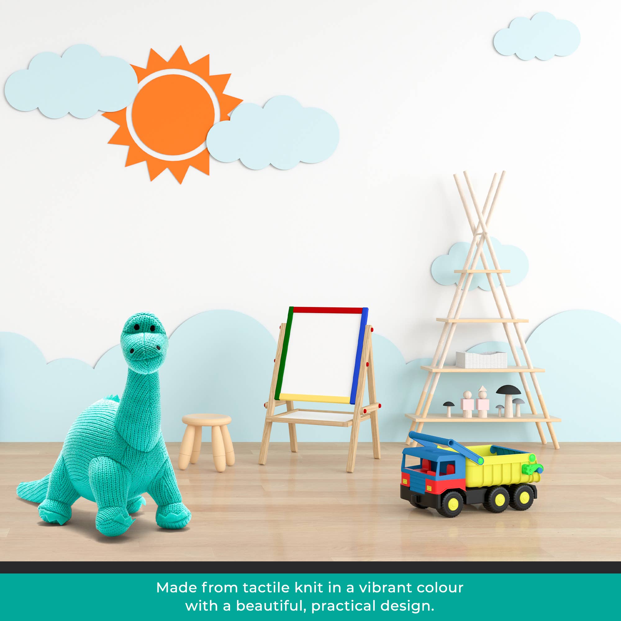 Best Years - Knitted Diplodocus Dinosaur Soft Toy - Ice Blue - Baby&More