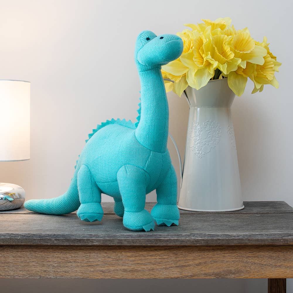 Best Years - Knitted Diplodocus Dinosaur Soft Toy - Ice Blue - Baby&More