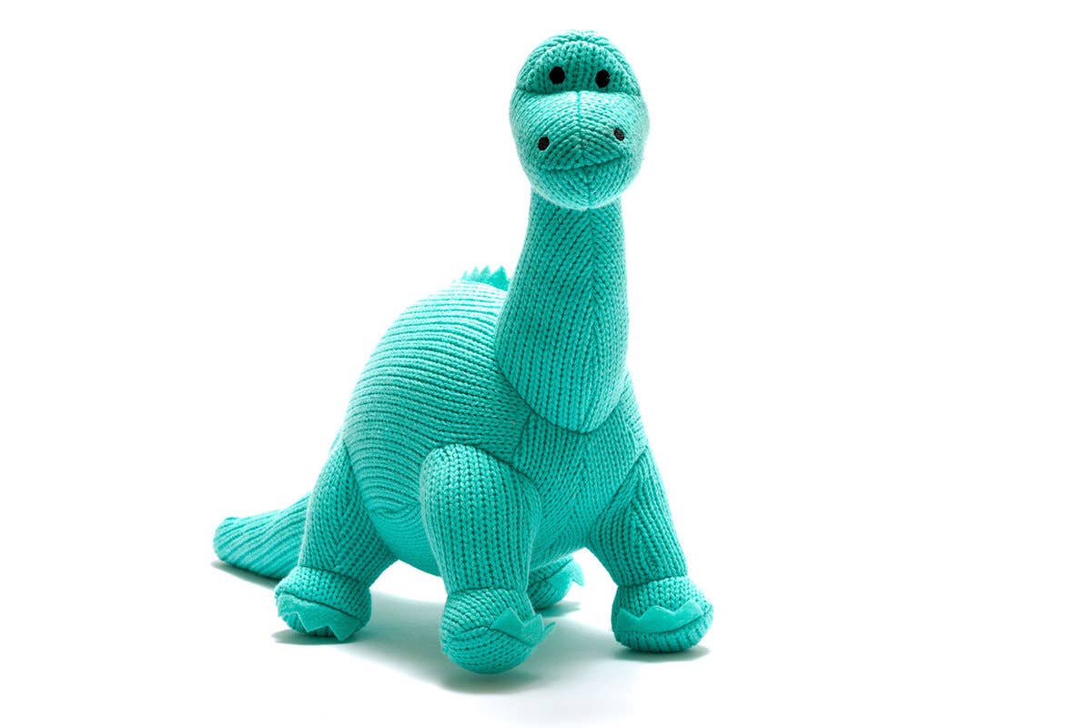Best Years - Knitted Diplodocus Dinosaur Soft Toy - Ice Blue - Baby&More