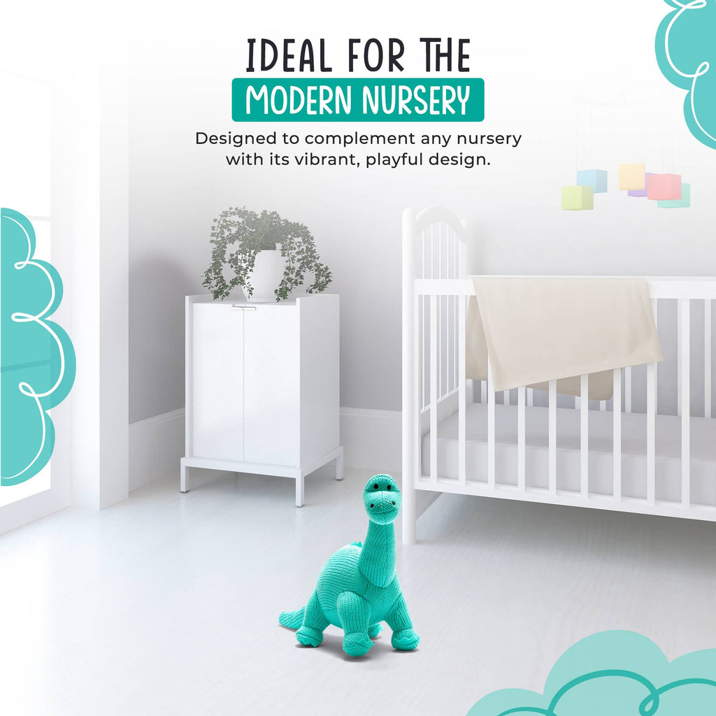 Best Years - Knitted Diplodocus Dinosaur Soft Toy - Ice Blue - Baby&More