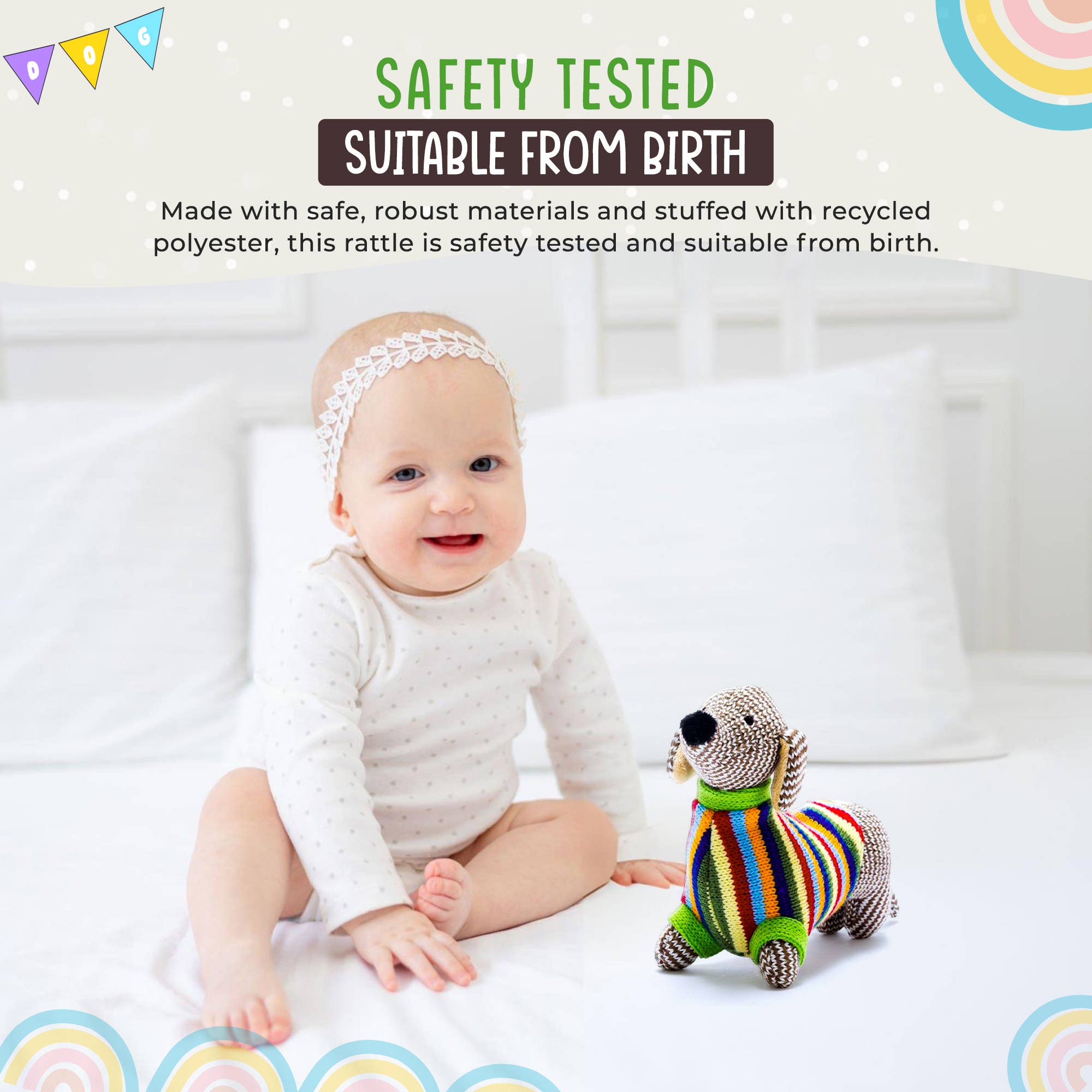 Best Years - Knitted Sausage Dog Baby Rattle - Baby&More