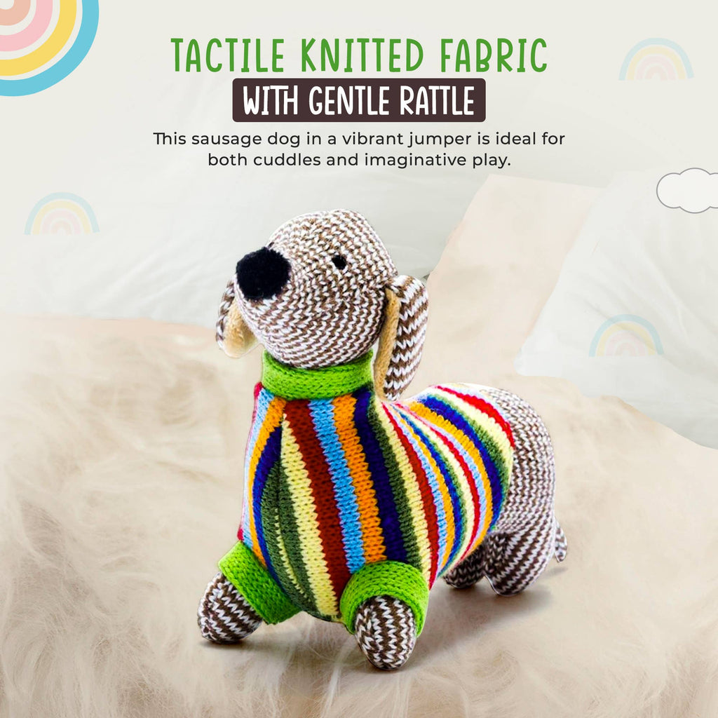 Best Years - Knitted Sausage Dog Baby Rattle - Baby&More