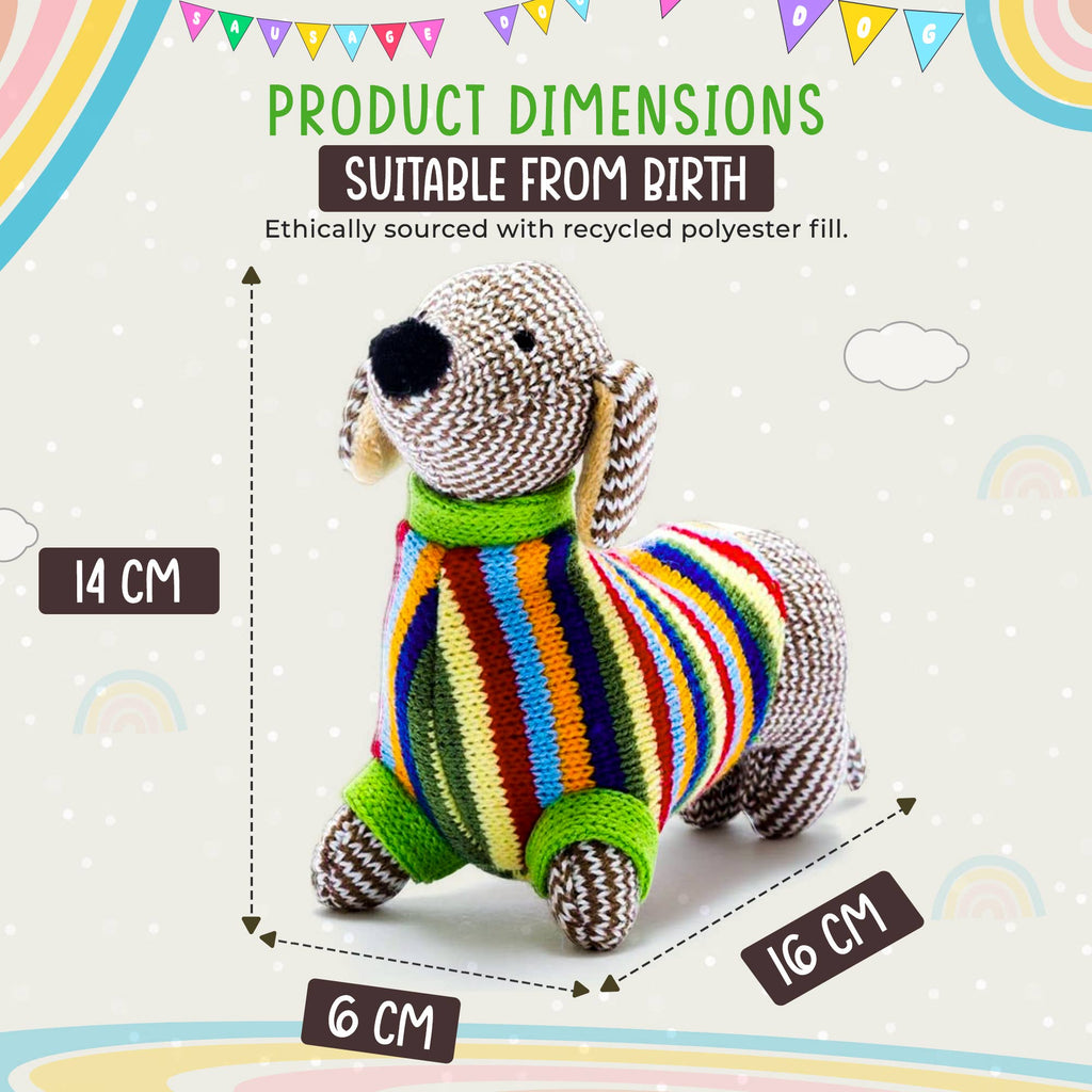 Best Years - Knitted Sausage Dog Baby Rattle - Baby&More