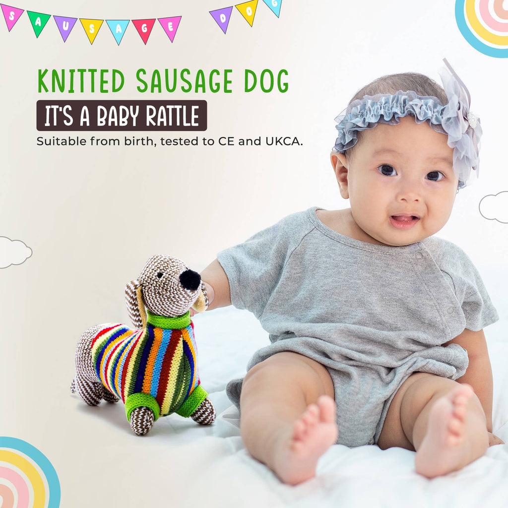 Best Years - Knitted Sausage Dog Baby Rattle - Baby&More