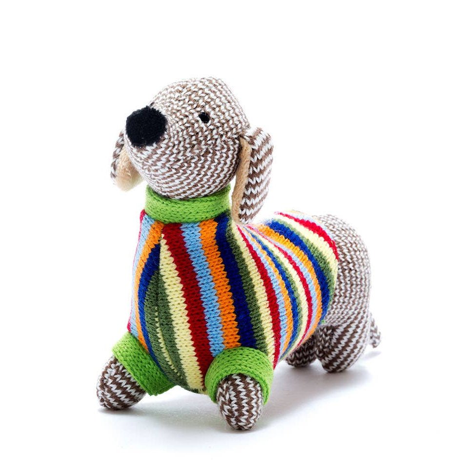 Best Years - Knitted Sausage Dog Baby Rattle - Baby&More