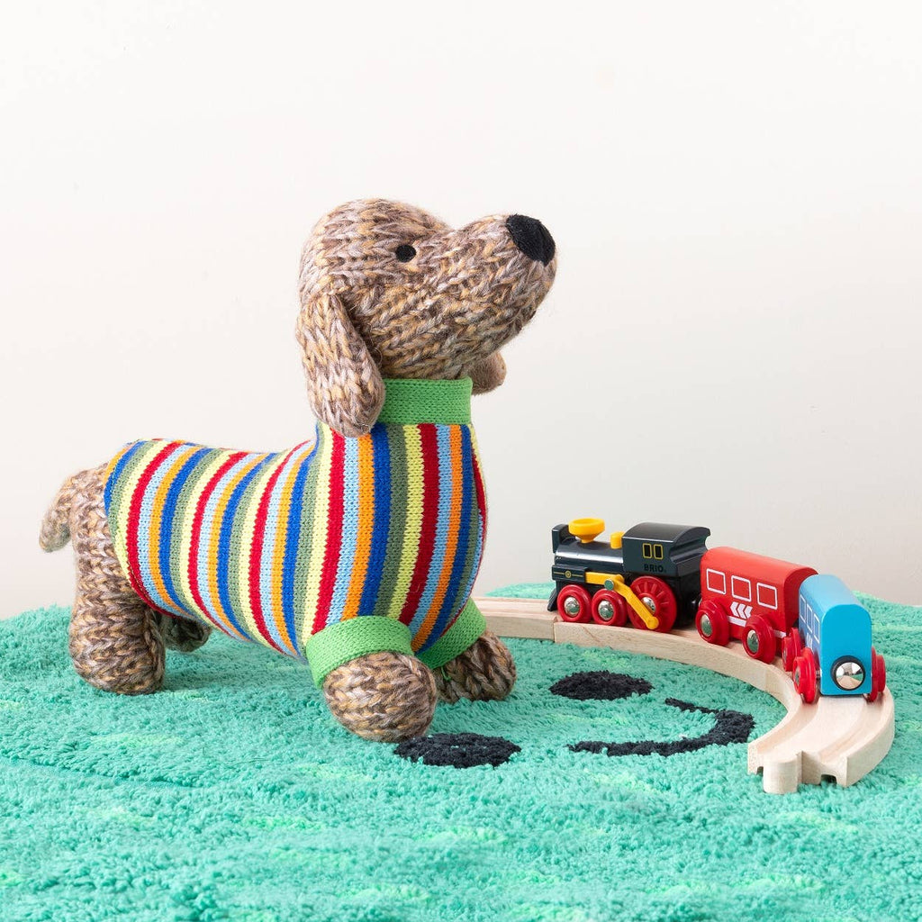Best Years - Knitted Sausage Dog Soft Toy with Stripe Jumper - Baby&More