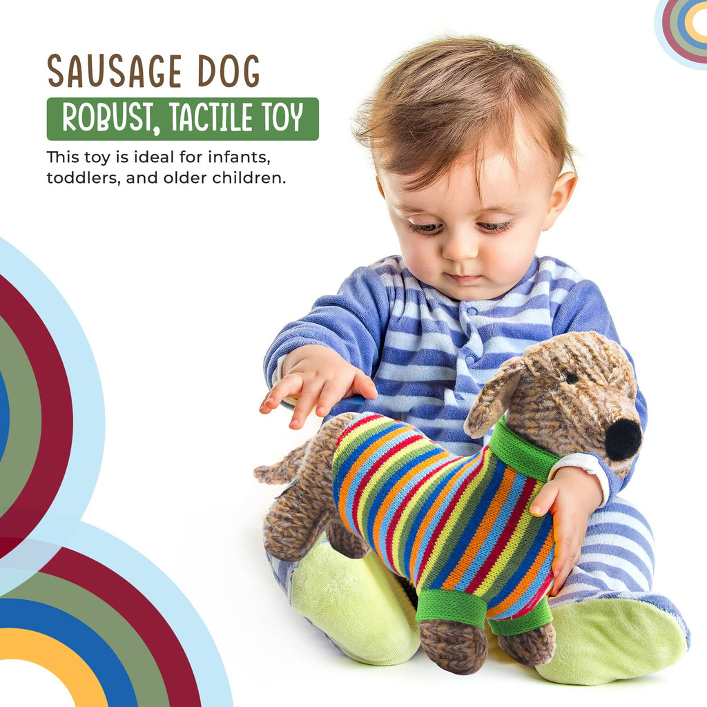 Best Years - Knitted Sausage Dog Soft Toy with Stripe Jumper - Baby&More