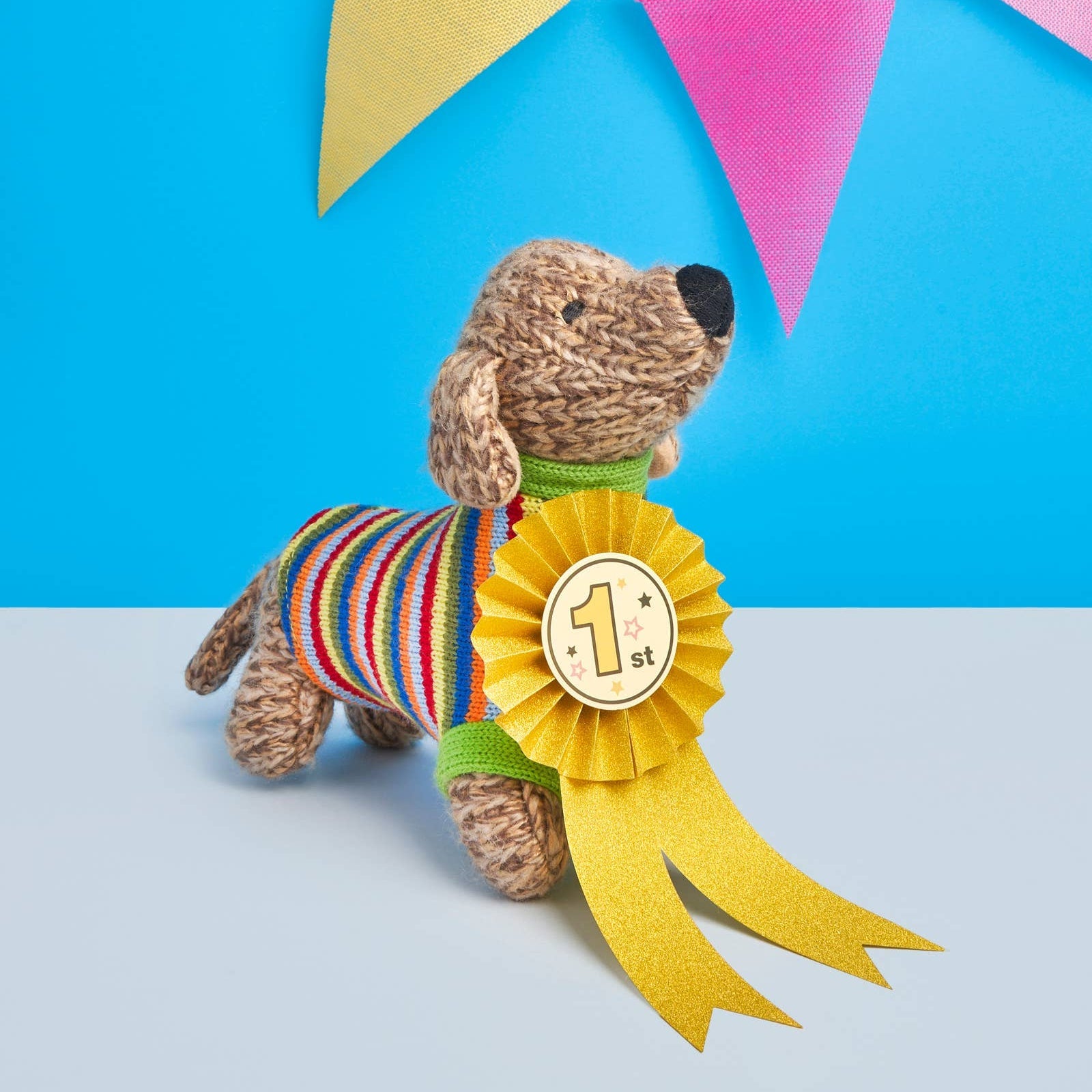 Best Years - Knitted Sausage Dog Soft Toy with Stripe Jumper - Baby&More